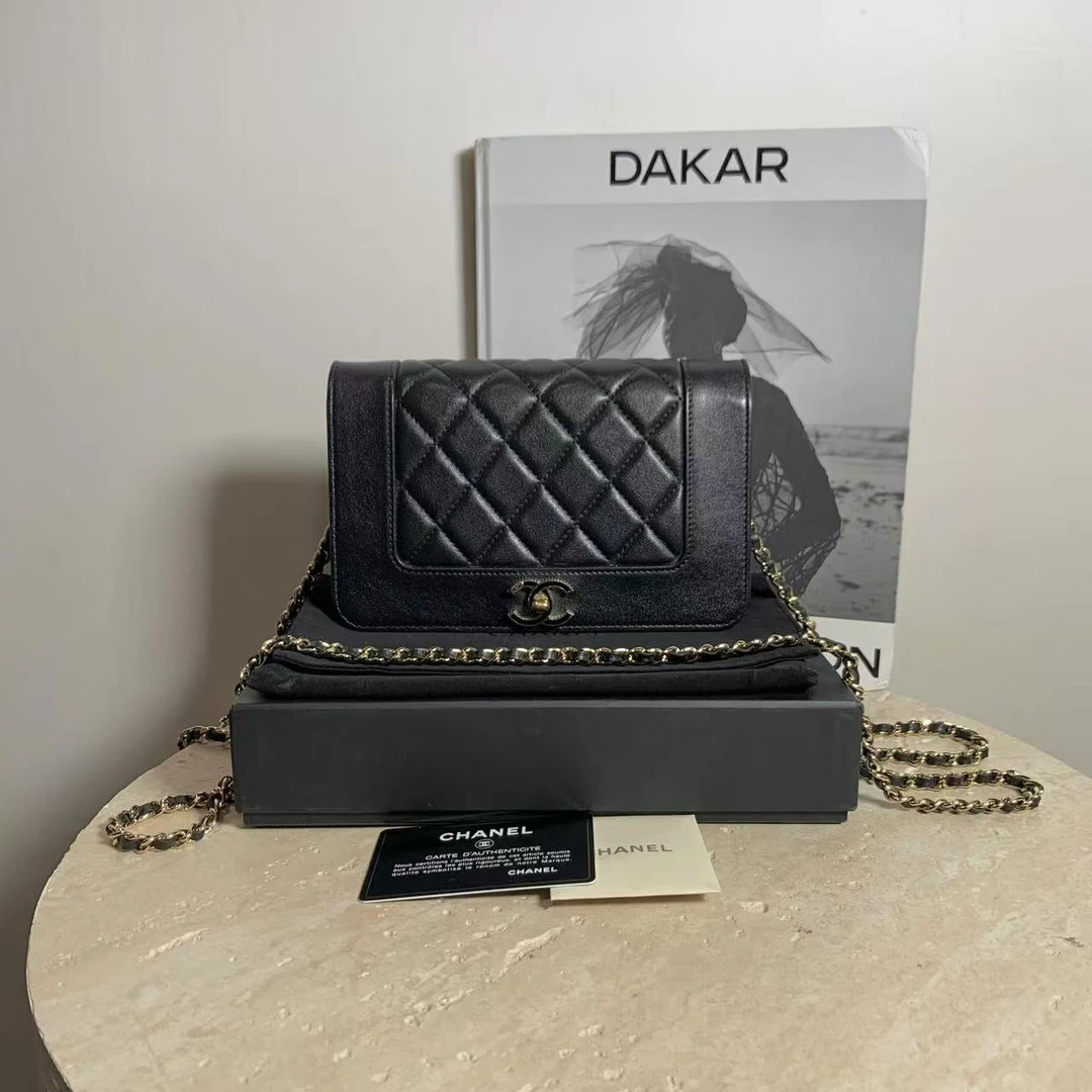 95新 Chanel/香奈儿 壹臻/30开 黑金珐琅扣woc/93845786