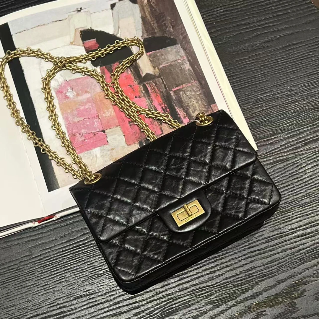 95新 Chanel/香奈儿 舍得 Chanel 大Mini黑金2.55斜挎包
