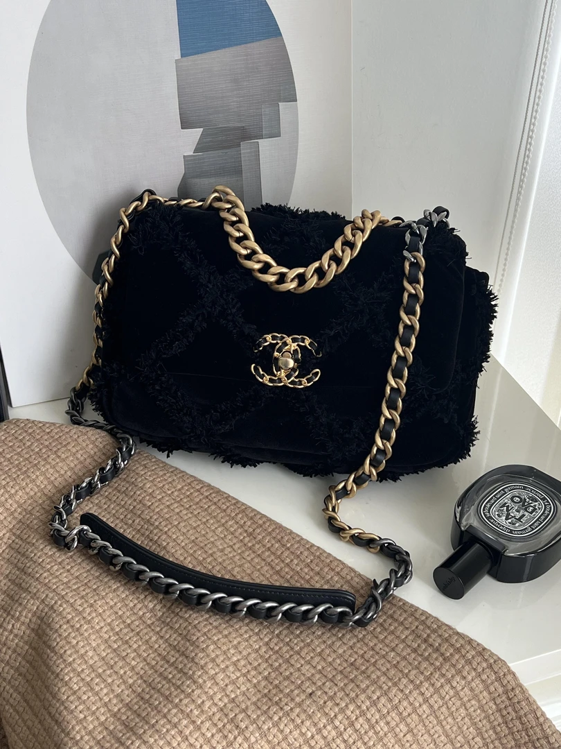 95新 Chanel/香奈儿 赤境·0245 黑色丝绒19bag单肩包小