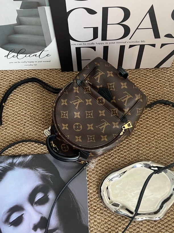 95新 LouisVuitton/路易威登 赤境·2007 老花小书包双肩包mini19