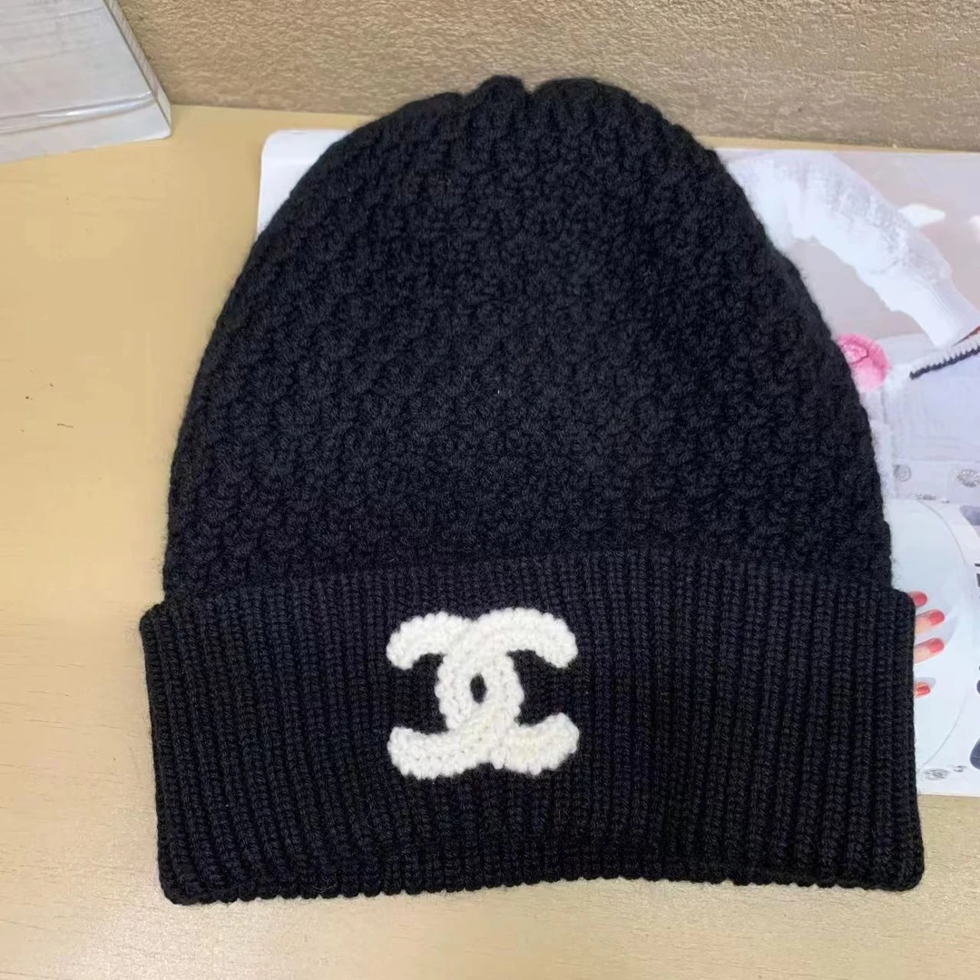 95新  壹臻中古/chanel22K黑色山羊绒帽子 55-60 16671947