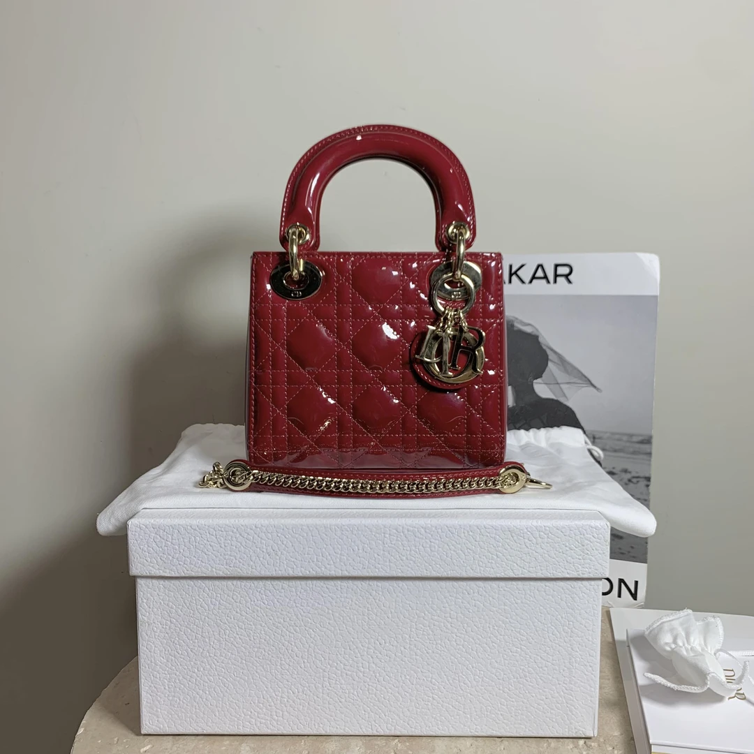 95新 DIOR/迪奥 壹臻/红金漆皮三格戴妃 21年 37292656