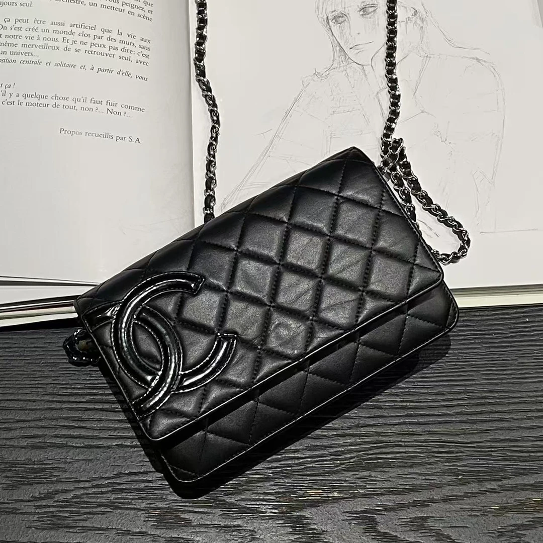 95新 Chanel/香奈儿 舍得 Chanel 黑银牛康鹏Woc斜挎包