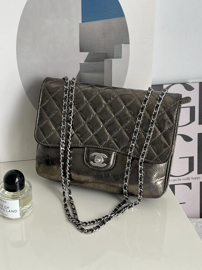 95新 Chanel/香奈儿 赤境·1170 金色爆裂纹风琴包12