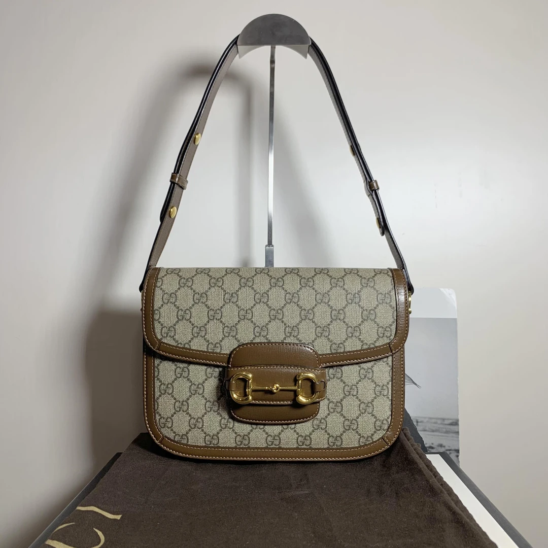 99新 GUCCI/古驰 十一壹臻/老花拼棕1955中号 /19762182