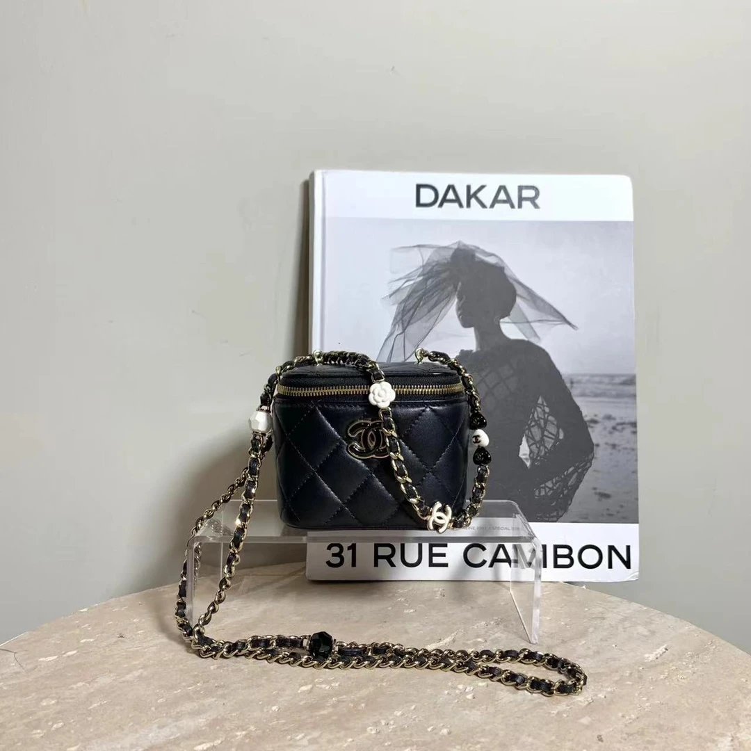 95新 Chanel/香奈儿 壹臻/23P黑金珐琅双c mini盒子包/80121881