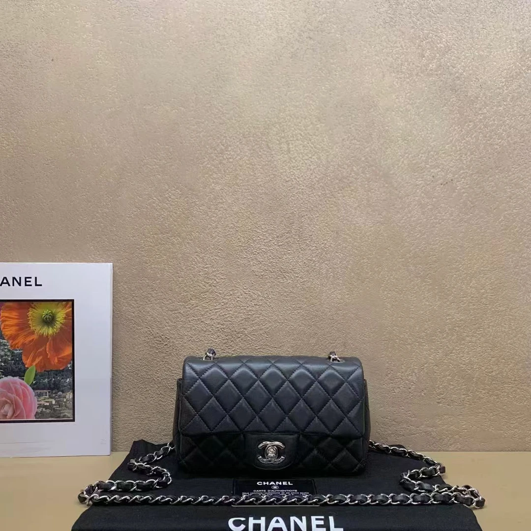 95新 Chanel/香奈儿 壹臻/Chanel 黑银羊大mini 28开 51374558