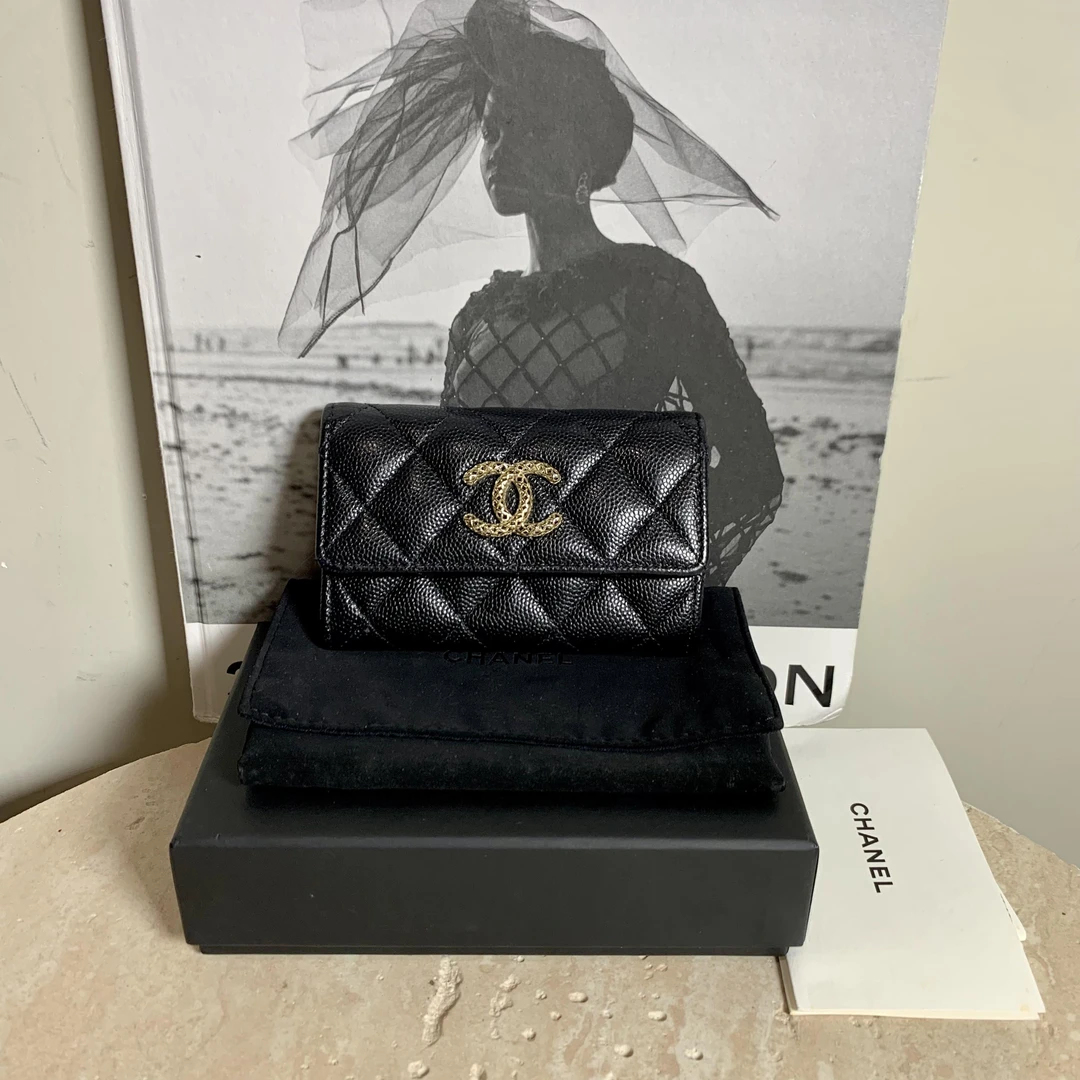99新 Chanel/香奈儿 十一壹臻/23P黑金荔枝卡包 /37275024