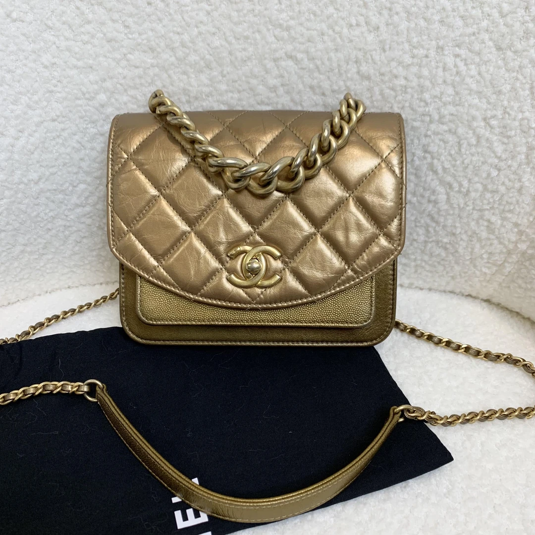 99新 Chanel/香奈儿 壹臻/埃及限量古铜色邮差包28开 83899237