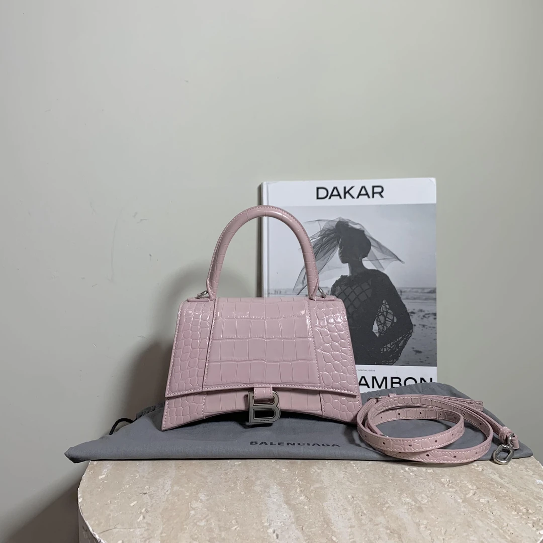 95新 Balenciaga/巴黎世家 壹臻/粉色压纹沙漏包S 13867490