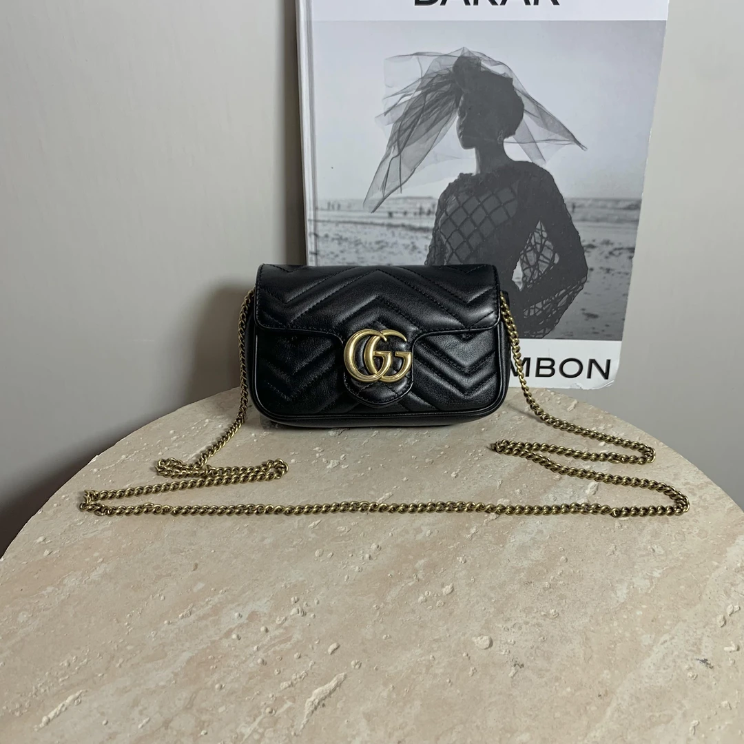 99新 GUCCI/古驰 十一壹臻/黑金马蒙mini /45371435