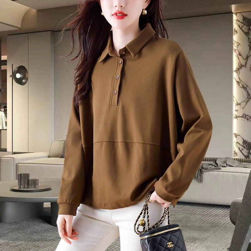 长袖翻领女士卫衣2025早秋季新款大码宽松休闲显瘦气质百搭卫衣