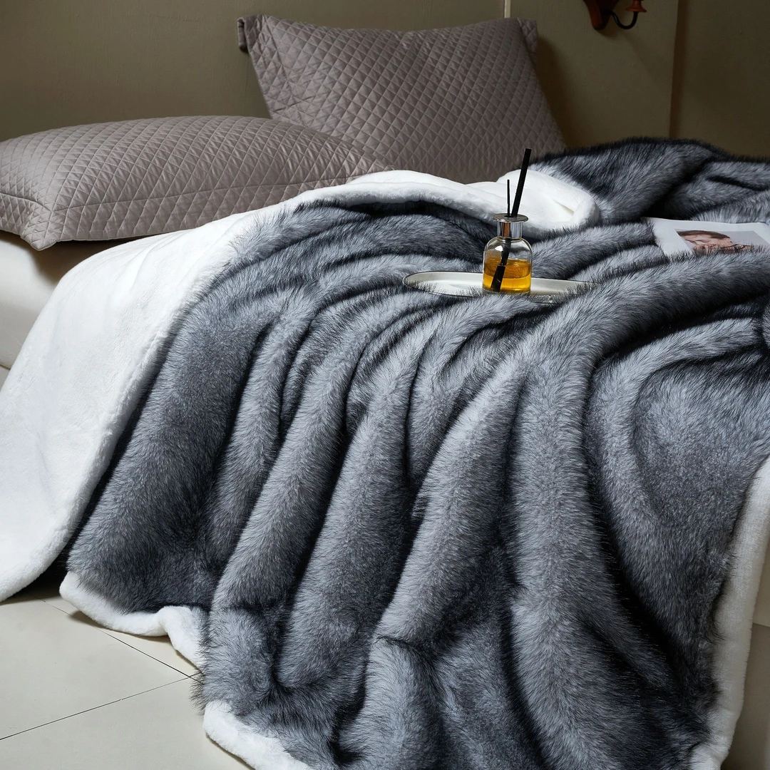 【高端仿黑水貂毛皮草】双面绒毛毯加绒毛毯冬季加绒加厚毛毯