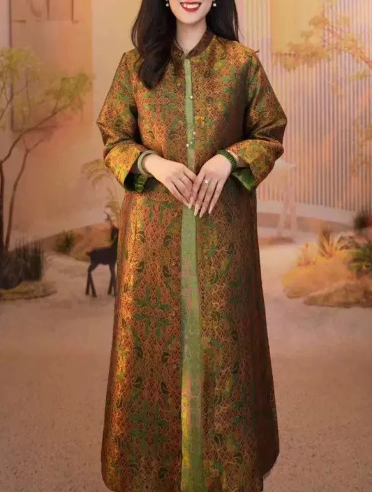 鎏金外套新款两面双穿女装风衣长款外套2024B434双双