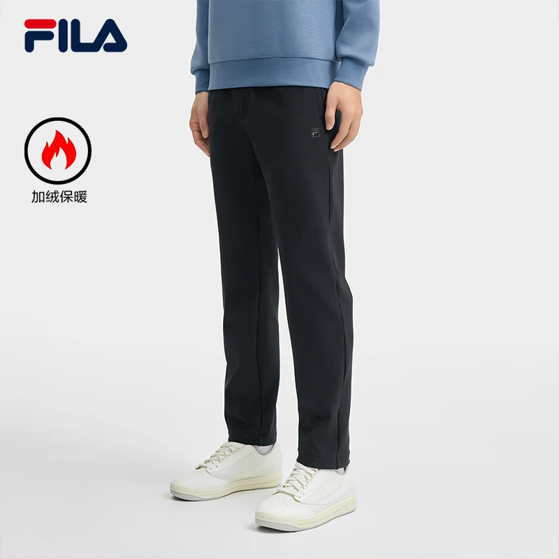 Fila/斐乐男士秋冬针织长裤舒适亲肤加绒保暖直筒裤子F11M443604F