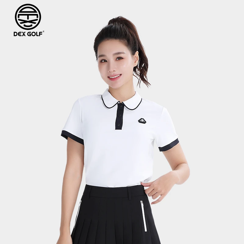DEXGOLF高尔夫女士短袖T恤夏季3163翻领Polo衫休闲版型显瘦遮肉
