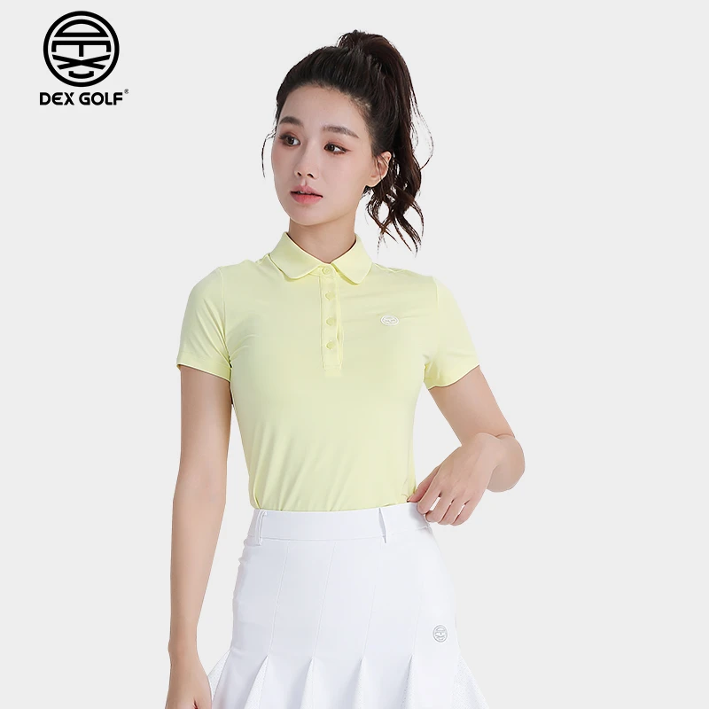 DEXGOLF高尔夫女士短袖T恤球衣3157翻领纯色百搭休闲运动Polo衫