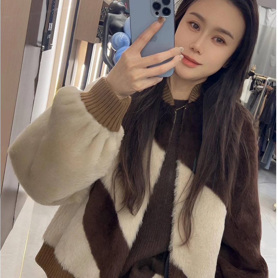 PINSHANGXIBAO/品尚喜宝上衣时尚宽松百搭皮毛一体外套 83562