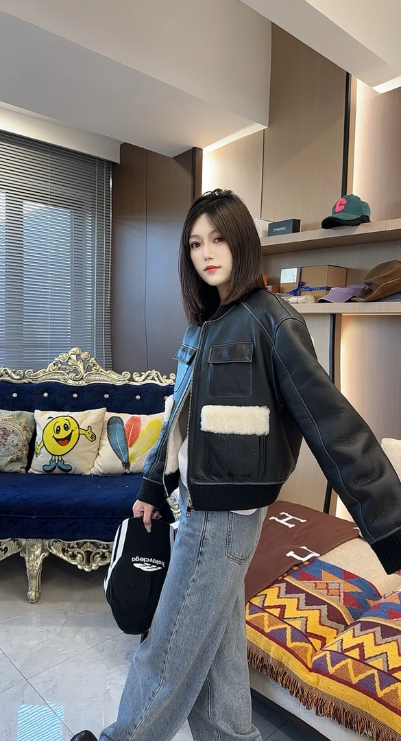 PINSHANGXIBAO/品尚喜宝上衣时尚宽松百搭皮毛一体外套 83967