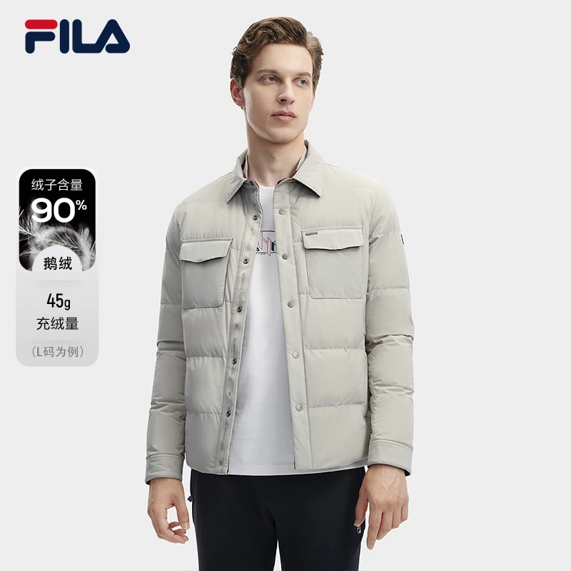FILA斐乐男装鹅绒羽绒服冬季新款时尚休闲保暖舒适防风夹克男简约
