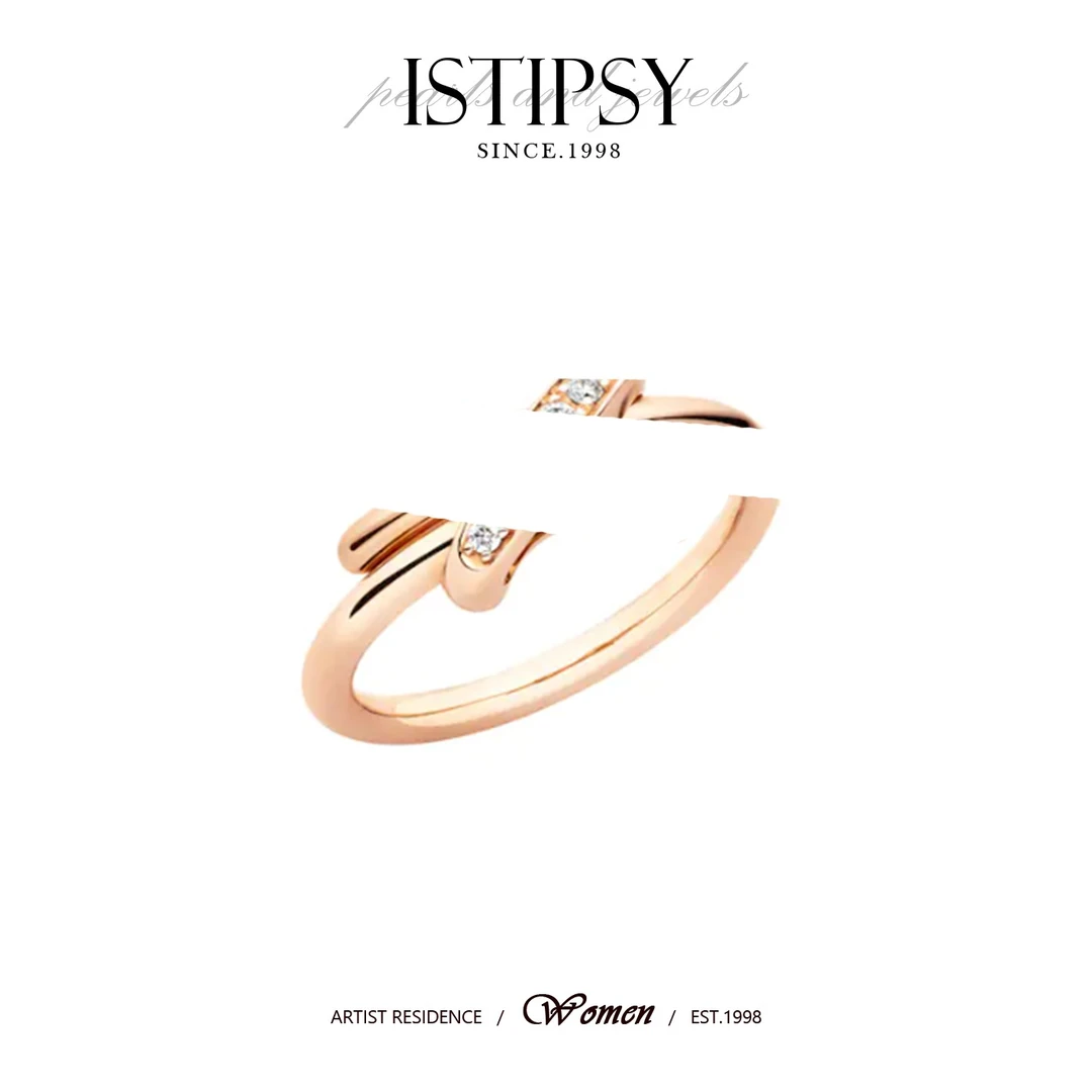 925银合成锆石戒指 ISTIPSY 925银交叉X形镶钻戒指