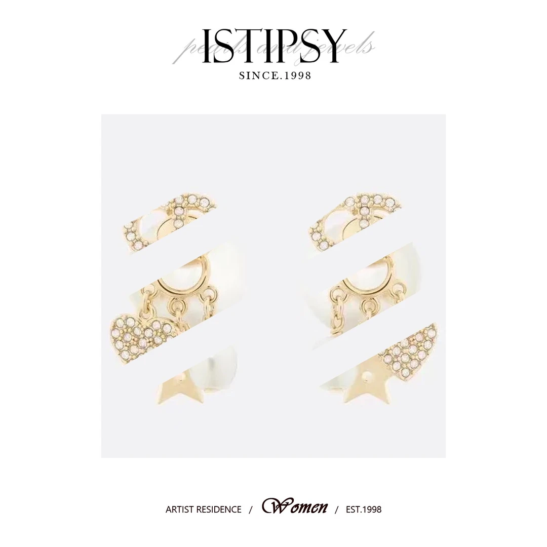 铜合金耳饰 ISTIPSY 轻奢时尚简约D家字母爱心耳环12