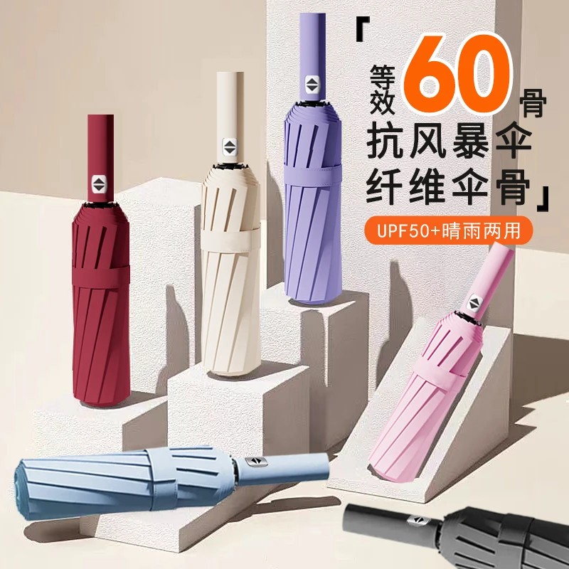 刘夫人/Mrs Liu60骨折叠全自动雨伞女晴雨两用遮阳防晒太阳伞结实