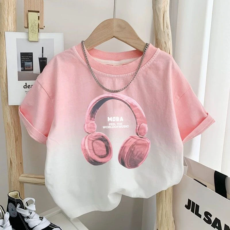 潮牌新款儿童纯棉短袖T恤夏季宽松薄款洋气百搭上衣男童帅气韩版