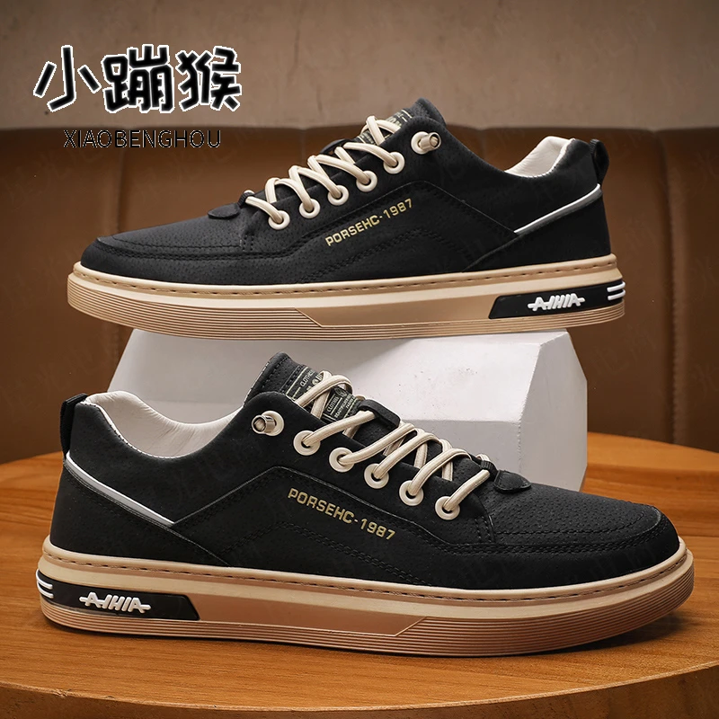 男鞋秋季新款户外百搭厚底耐磨鞋子男款一脚蹬低帮运动休闲鞋1990