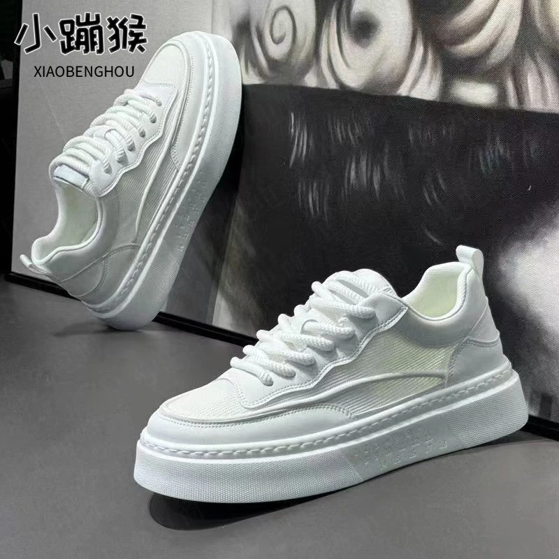男鞋新款百搭透气运动小白鞋子男款厚底耐磨低帮休闲潮鞋-24HJ155