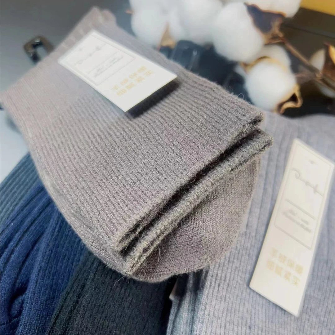 袜子男双针双路秋冬加厚中筒棉袜堆堆袜吸汗保暖有跟男袜子5双装