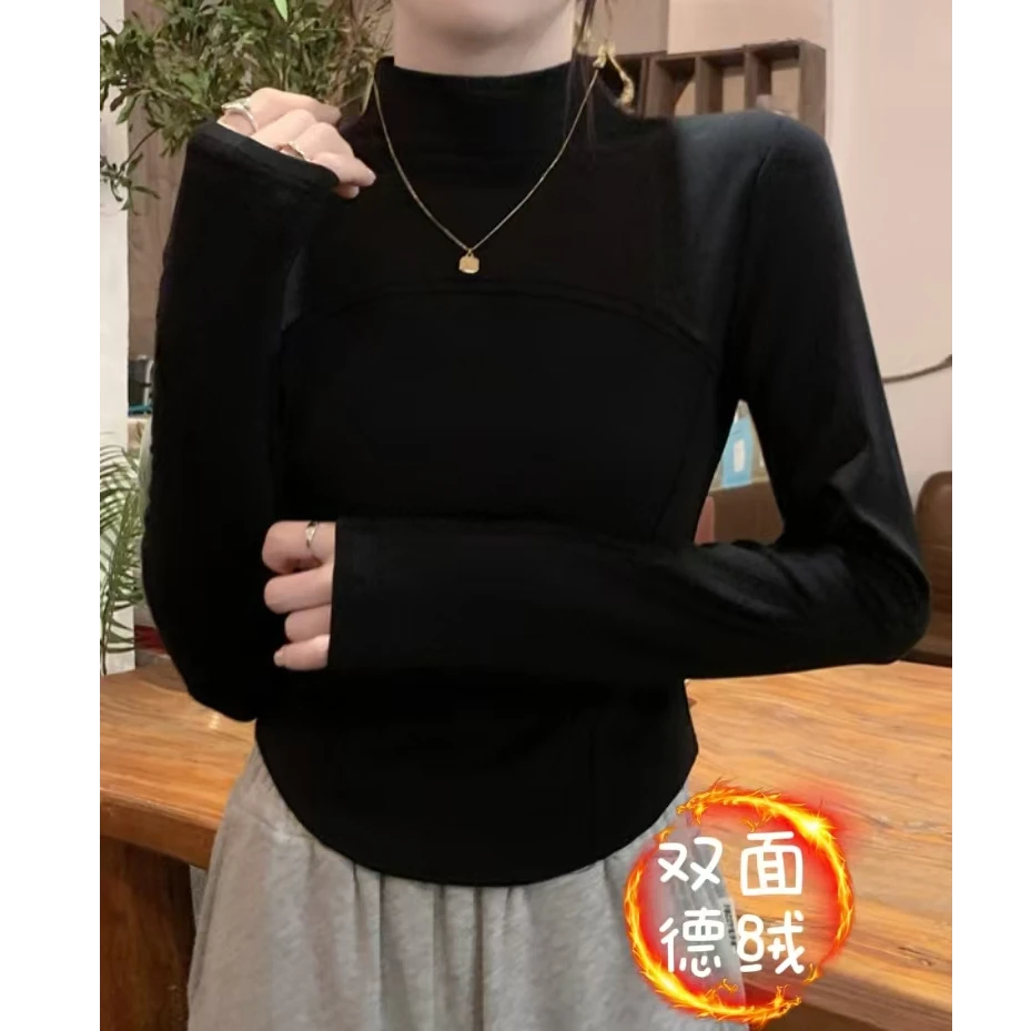 秋冬新款纯色半高领内搭时尚女内搭洋气显瘦小个子百搭短款上衣
