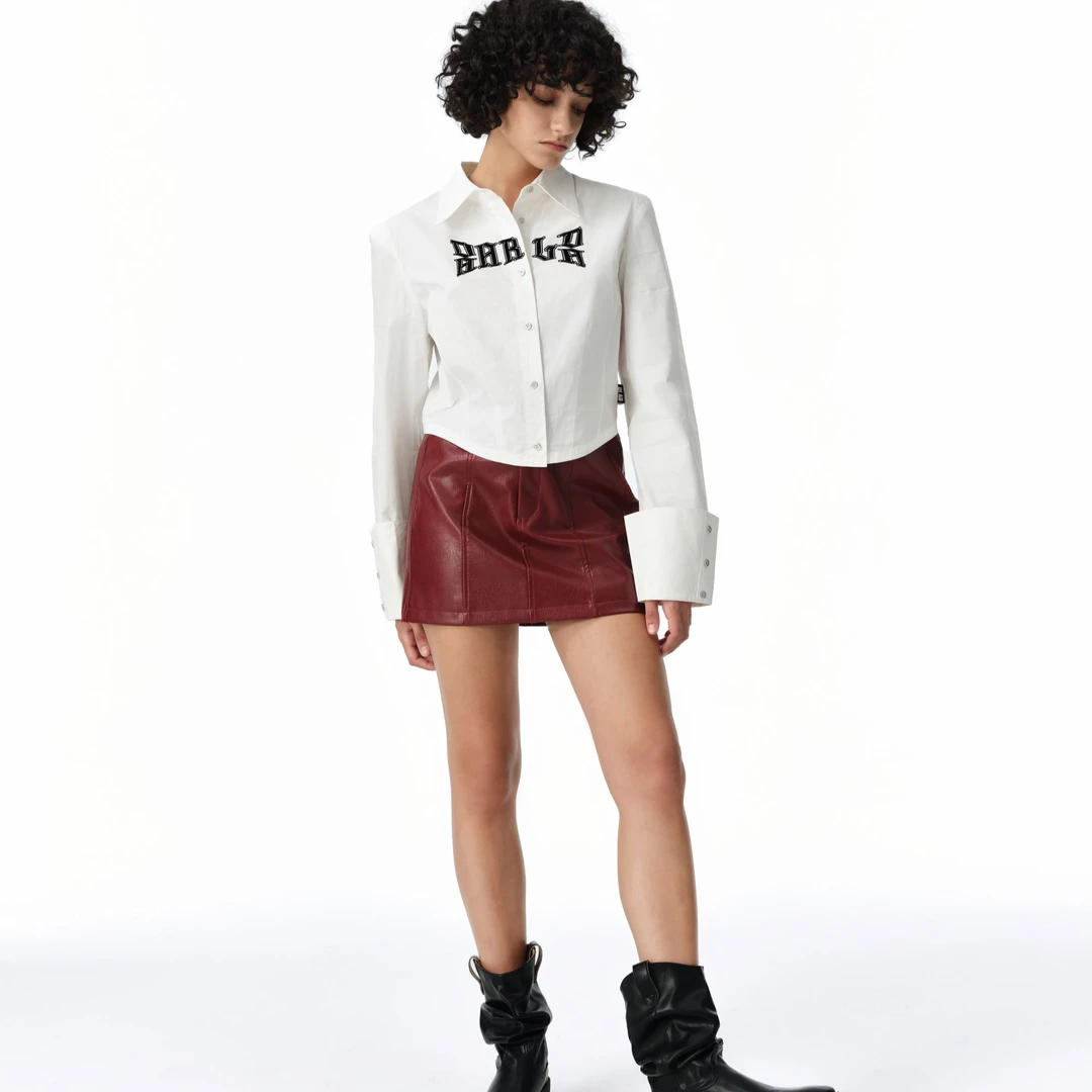 DI.ADDI.AD2024年秋季新款刺绣衬衫时尚秋季长袖白色polo女士上衣