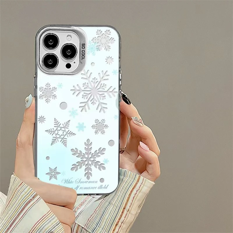 苹果15镂空雪花手机壳华为mate60proOPPOvivox100红米k70全包防摔