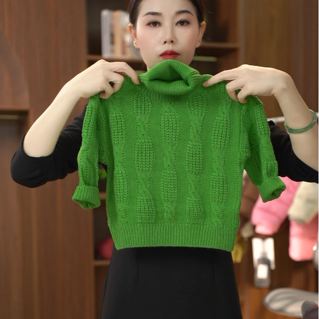 2024(涵涵妈）秋冬时尚洋气百搭高领保暖针织毛衣