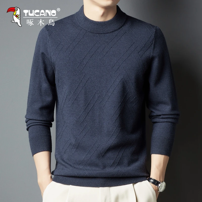 TUCANO/啄木鳥秋冬高档男士针织衫休闲打底衫加厚长袖保暖圆领