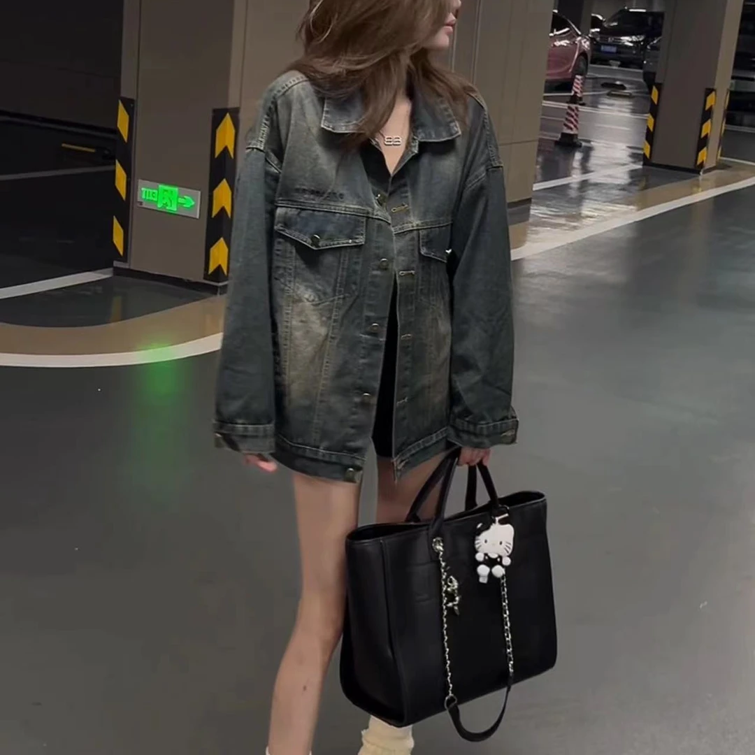 3310复古蓝色 牛仔大版外套 衣长65