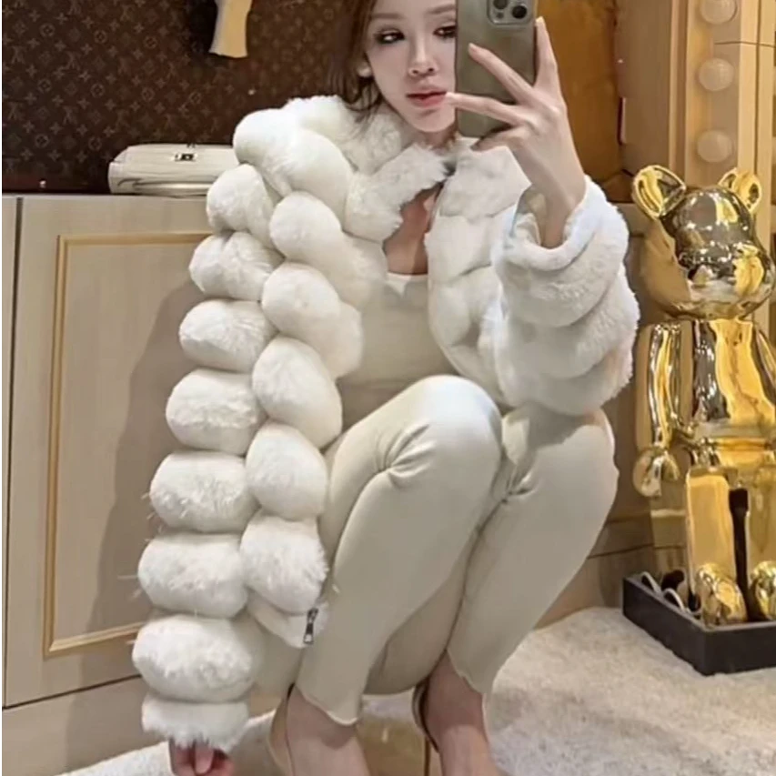 6029# 圈圈毛绒外套 衣长50