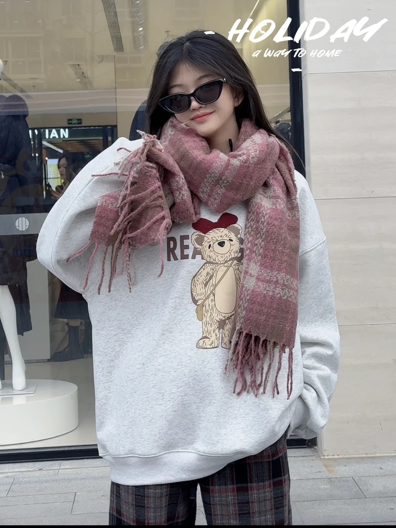 跳跳鱼童装   韩系减龄圆领小熊印花加绒卫衣新款时髦上衣269269