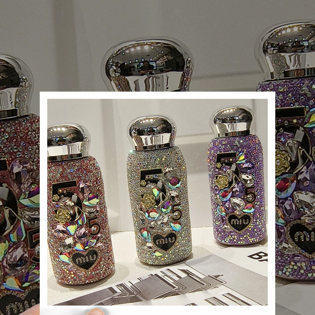 小香风保温杯满镶钻高颜值不锈钢杯网红款高档大奥钻精致便携礼品