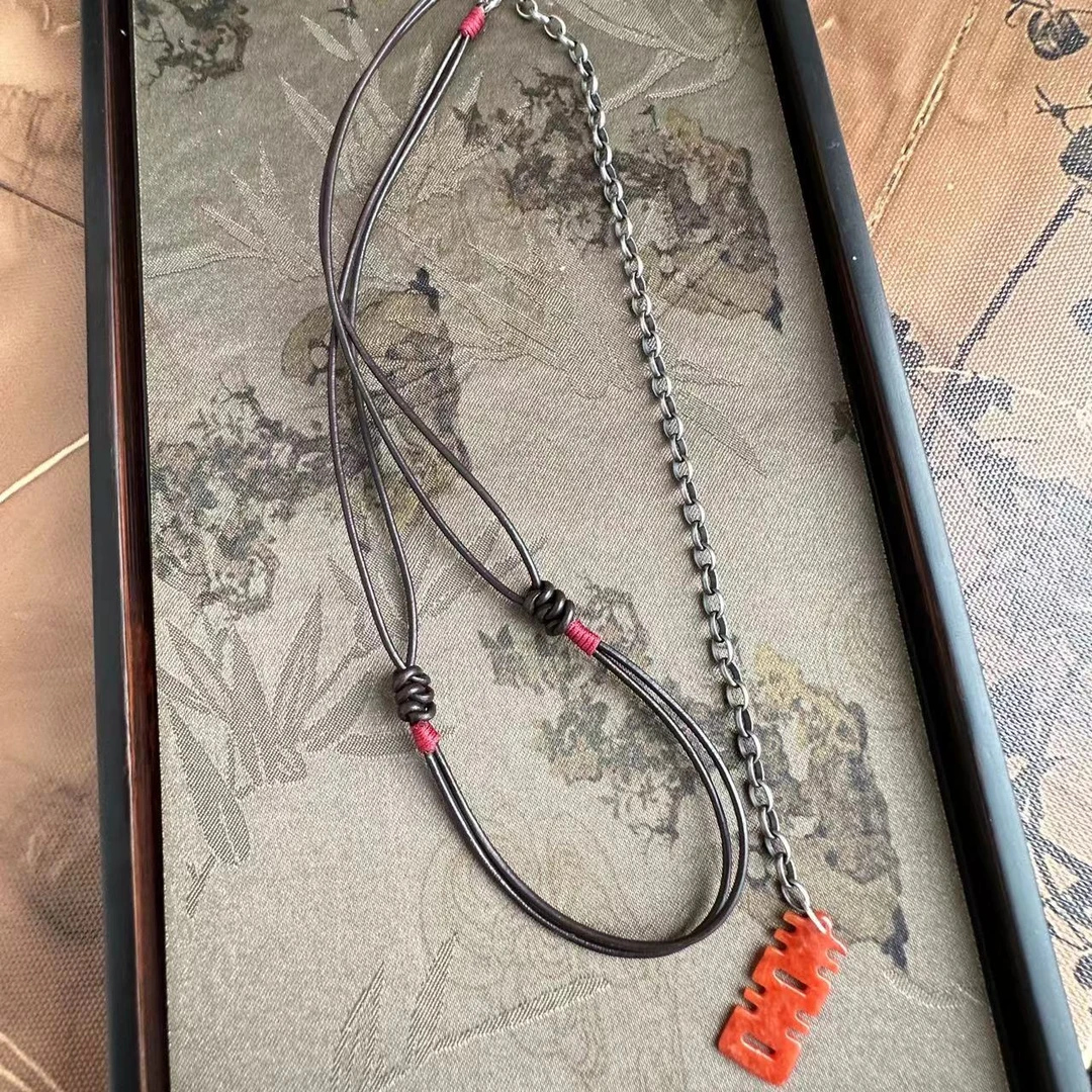 链子925银皮质 肖肖分享 红喜单绳百搭万能项链延长链271