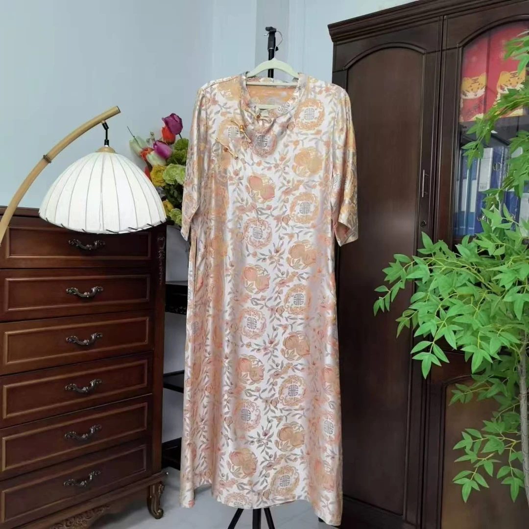 新中式改良旗袍连衣裙宽松连衣裙-8163