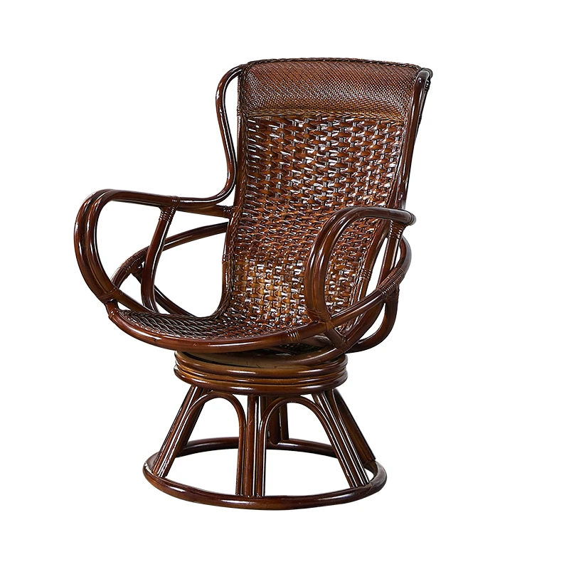 凉爽舒适旋转藤椅天然真藤客厅阳台桌椅高靠背单人藤编休闲椅组合