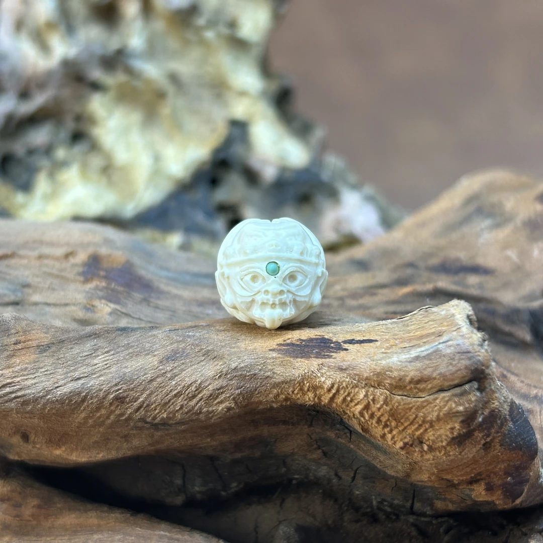【一诺】精品原色雕刻猛犸牙 扎基拉姆前世今生佛头DIY配饰约12mm