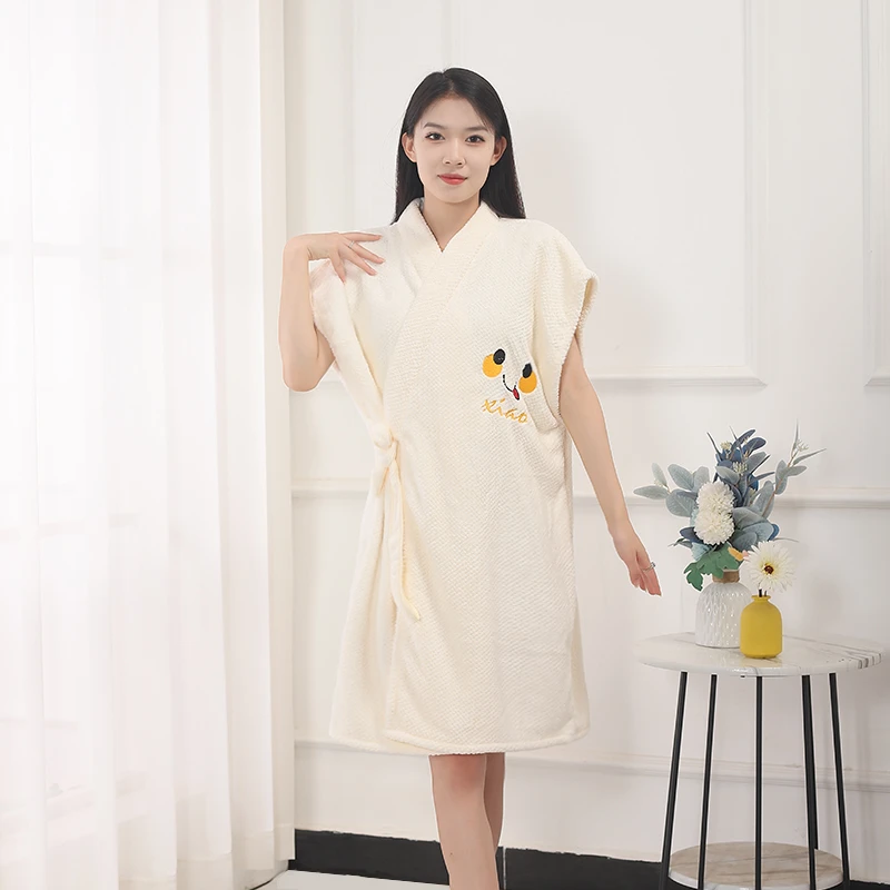 新款时尚可穿式系带浴袍睡袍吸水速干浴巾不掉毛柔软舒适成人裕裙