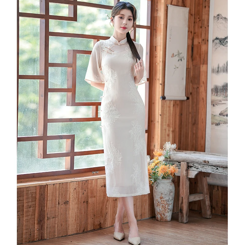 尘记【海千树】2025夏新款改良年轻款旗袍气质复古高端日常连衣裙女