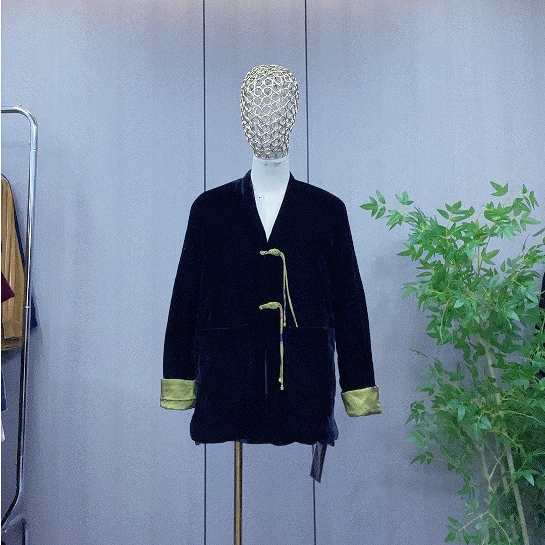 DV-【大巍原创 】时尚新中式秋冬丝绒加棉流苏外套902-2#