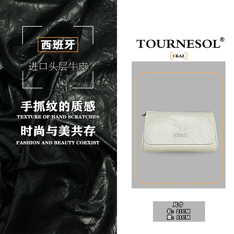 原创设计 真皮高定牛皮手拿包圆筒包A106白色