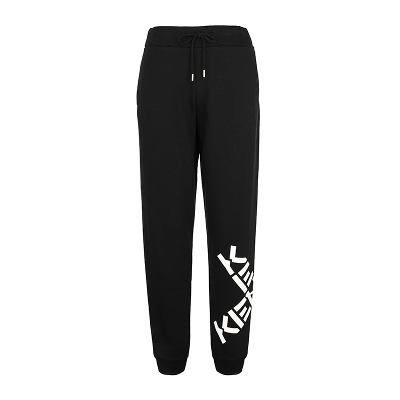 KENZO/肯佐女士黑色松紧腰抽绳字母LOGO印花休闲裤FA62PA722