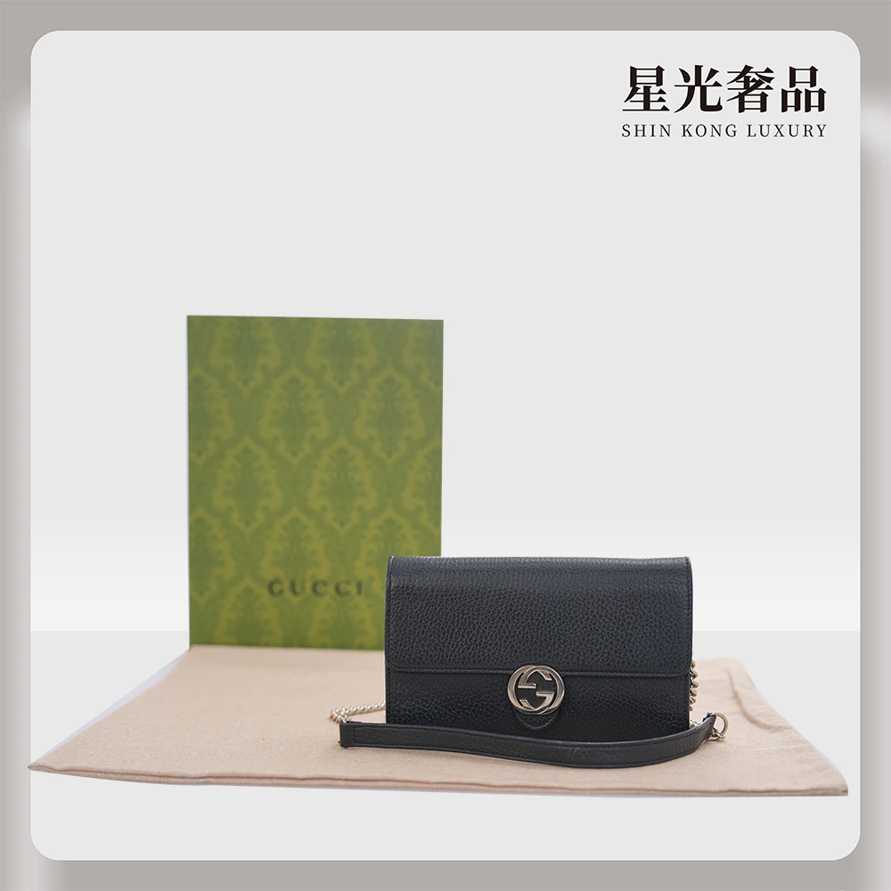 95新 GUCCI/古驰 Gucci古驰黑金风琴woc单肩斜挎包